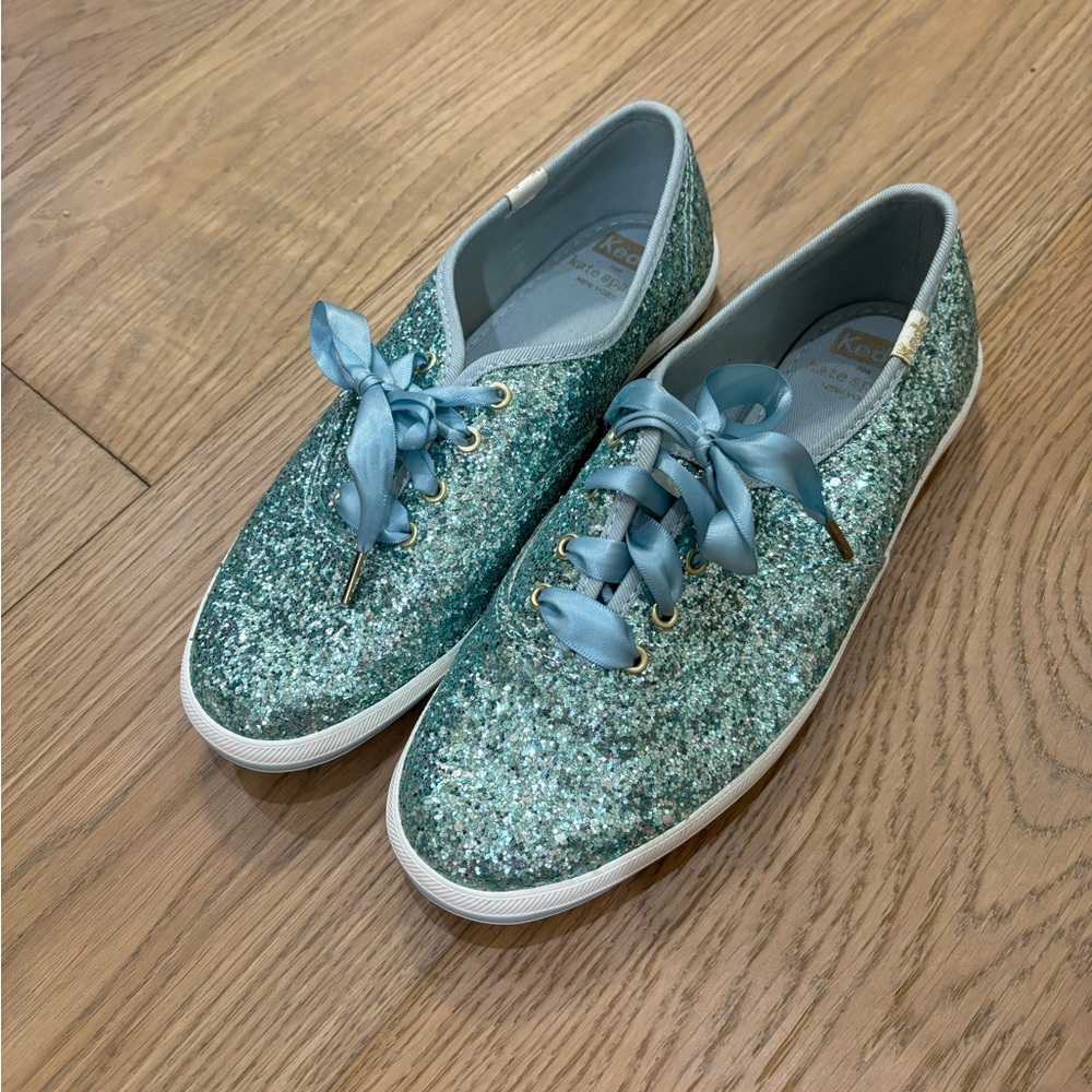 Kate Spade Tiffany blue glitter Keds 6.5